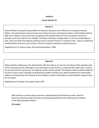 AQA A Level History - Tudors - Henry VIII - 10 lessons and essays ...