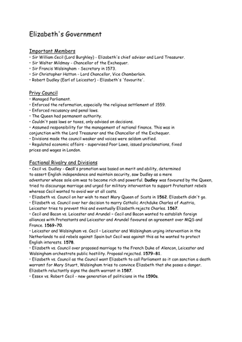 AQA A Level History - Tudors - Elizabeth lessons inc marriage and ...