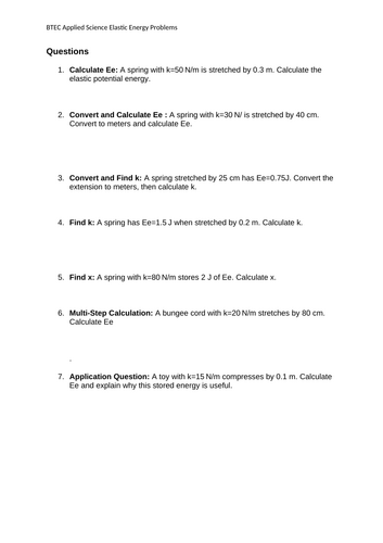 BTEC Applied Science Unit 5 Physics C2 - Elastic Energy