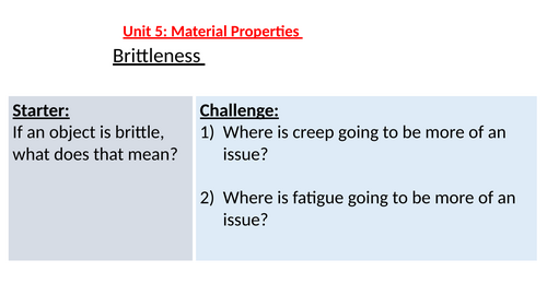 BTEC Applied Science Unit 5 Physics C2 Brittleness Lesson