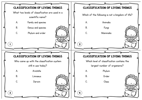 Classification Of Living Things Task Cards Taxonomy Review | Teaching ...