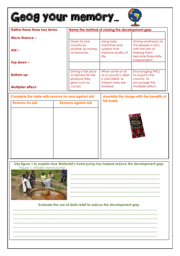 GCSE Geography – Changing economic world - 5 - closing the development gap