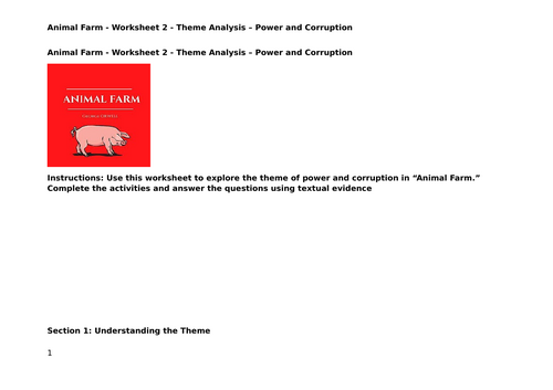 GCSE English Literature Revision Pack: Animal Farm by George Orwell ...