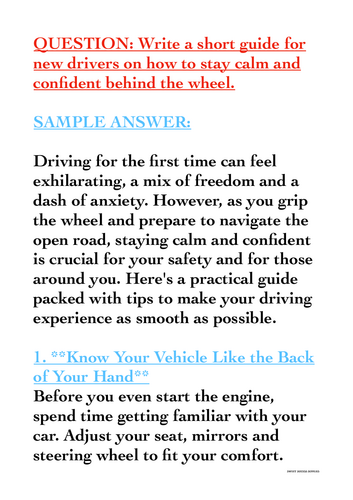 Write a guide for new drivers on how to stay calm & confident behind ...
