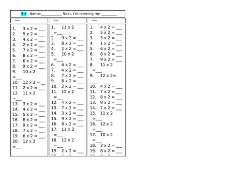 Times Table Test timestables x2, x3, x4, x5, x6, x7, x8, x9, x10, x11 ...