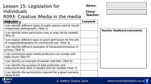 R093 - L15 Workbook (Legislation for individuals)