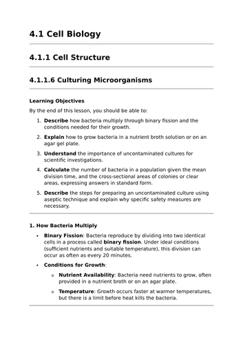 Culturing Microorganisms - Lesson for GCSE Biology