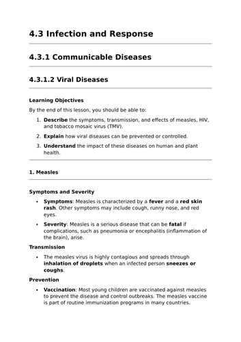 Viral Diseases - Lesson for GCSE Biology