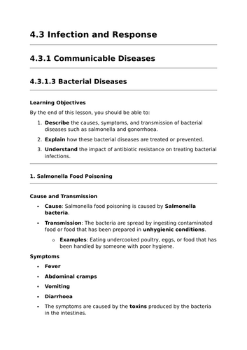 Bacterial Diseases - Lesson for GCSE Biology