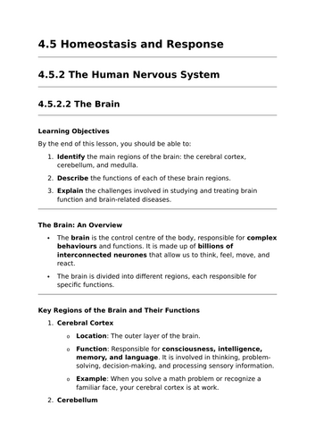 The Brain - Lesson for GCSE Biology