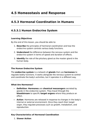 The Human Endocrine System - Lesson for GCSE Biology