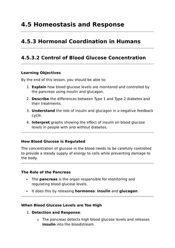 Control of Blood Glucose Concentration - GCSE Biology Lesson