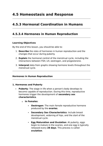 Hormones in Human Reproduction - GCSE Biology Lesson