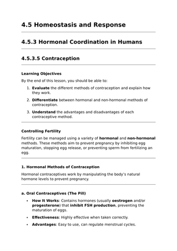 Contraception - GCSE Biology Lesson