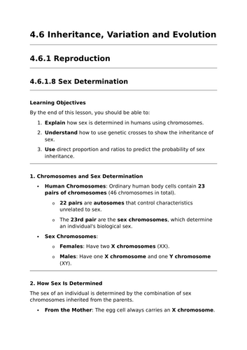 Sex Determination - GCSE Biology Lesson