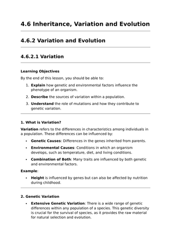 Variation - GCSE Biology Lesson