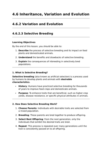 Selective Breeding - GCSE Biology Lesson