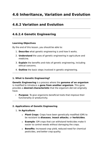 Genetic Engineering - GCSE Biology Lesson