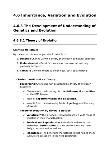 The Theory of Evolution - GCSE Biology Lesson