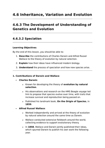 Speciation - GCSE Biology Lesson