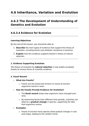 Evidence for Evolution - GCSE Biology Lesson