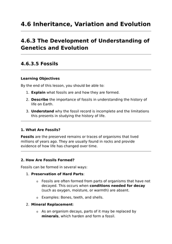 Fossils - GCSE Biology Lesson