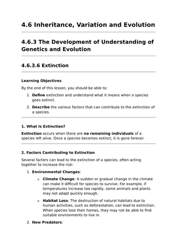 Extinction - GCSE Biology Lesson