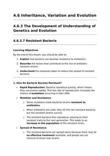 Resistant Bacteria - GCSE Biology Lesson