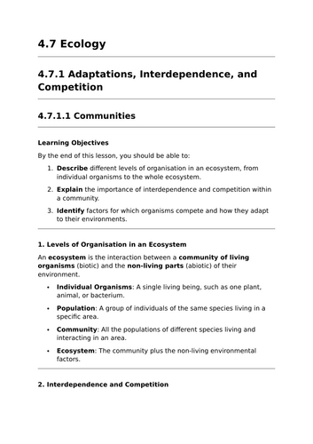 Communities - GCSE Biology Lesson