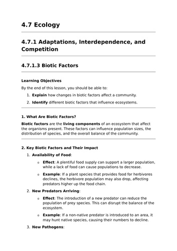 Biotic Factors - GCSE Biology Lesson