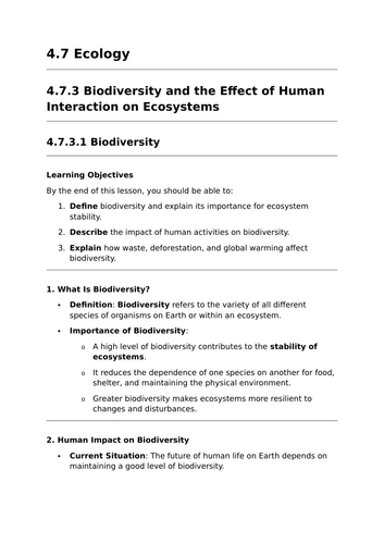 Biodiversity - GCSE Biology Lesson