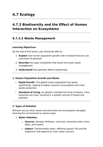 Waste Management - GCSE Biology Lesson