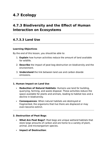 Land Use - GCSE Biology Lesson