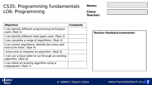 GCSE CS - L35 Workbook (Programming fundamentals)