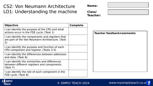 GCSE CS - L2 Workbook (Von Neumann Architecture)