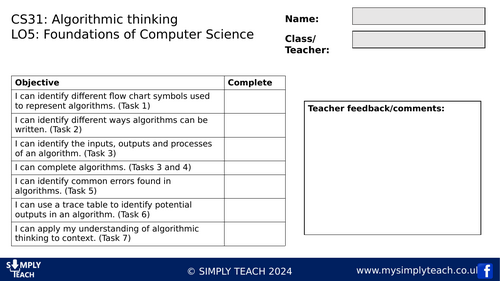 GCSE CS - L31 Workbook (Algorithmic thinking)