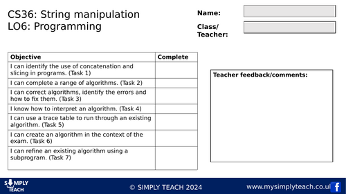 GCSE CS - L36 Workbook (String manipulation)