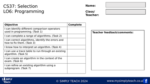 GCSE CS - L37 Workbook (Selection)