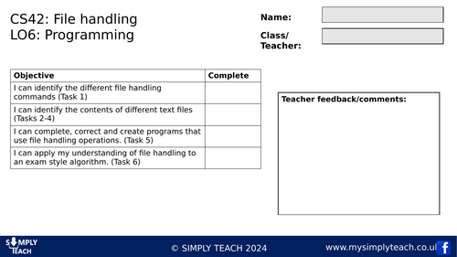 GCSE CS - L42 Workbook (File handling)