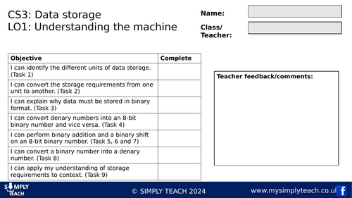 GCSE CS - L3 Workbook (Data storage)