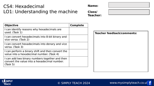 GCSE CS - L4 Workbook (Hexadecimal)