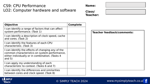 GCSE CS - L9 Workbook (CPU Performance)