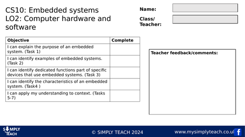 GCSE CS - L10 Workbook (Embedded systems)