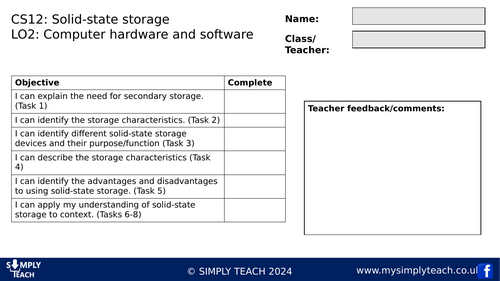 GCSE CS - L12 Workbook (Solid-state storage)