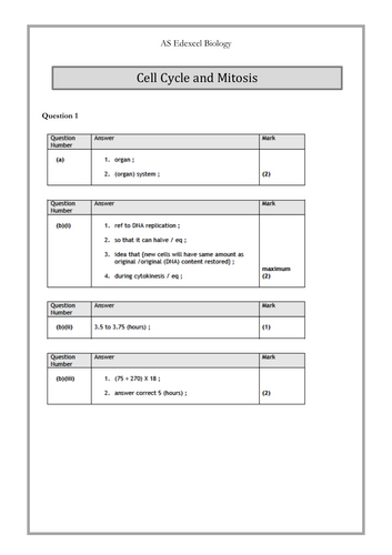 Cell Cycle and Mitosis IAS Edexcel Past Paper Questions and answers