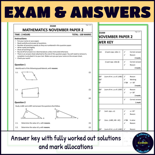 End of Year Maths Exams - Grade 8 Maths Term 4 Exams CAPS | Teaching ...