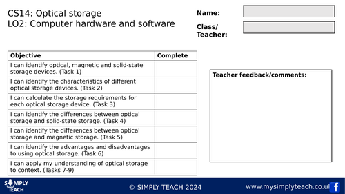 GCSE CS - L14 Workbook (Optical storage)