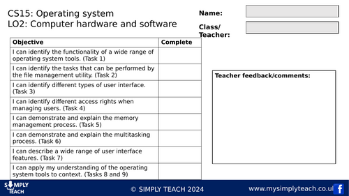 GCSE CS - L15 Workbook (Operating system)