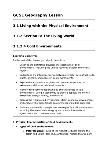 Cold Environments - GCSE Geography Lesson