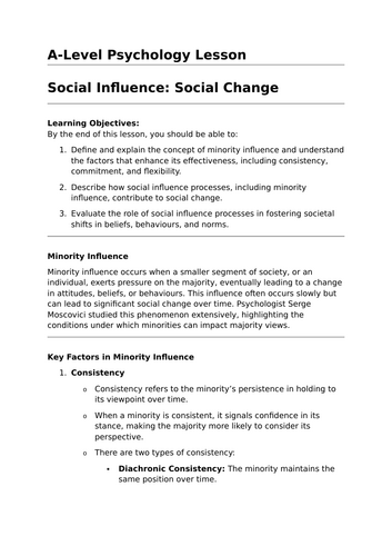 Social Change - A-Level Psychology